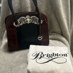 Brighton vintage black and brown bag/silver detail